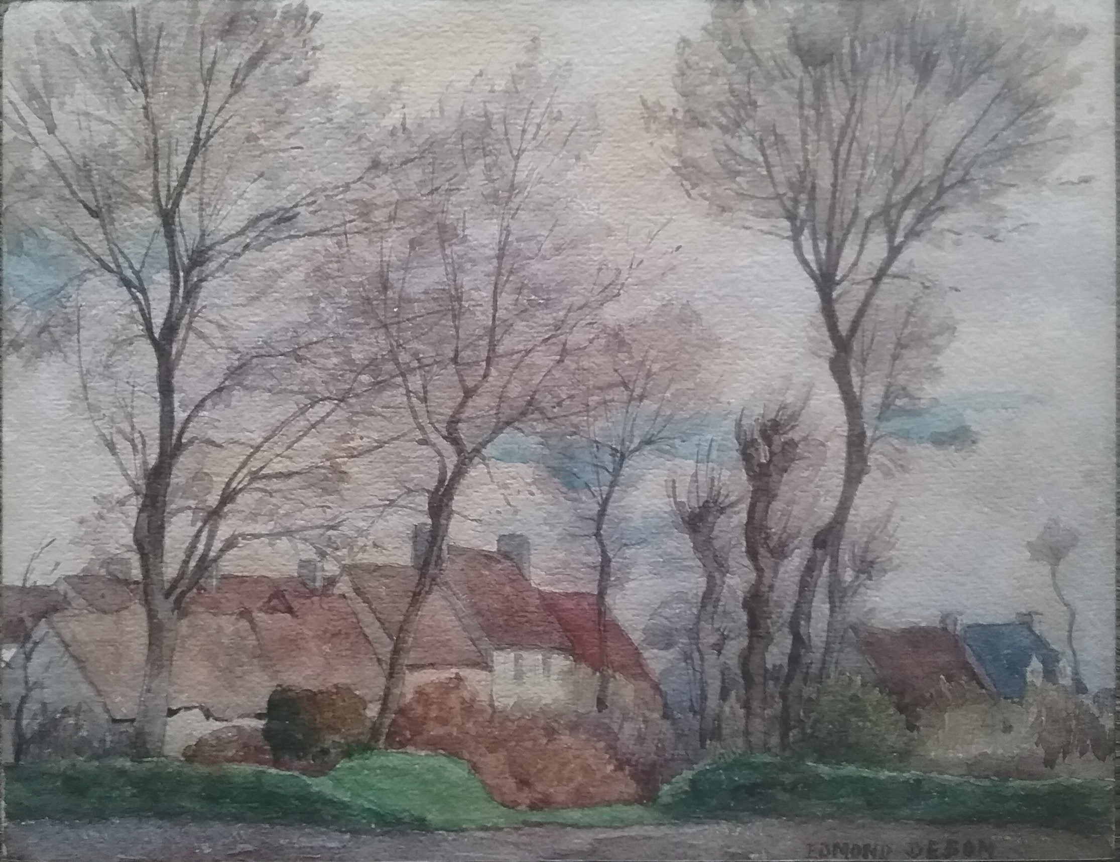 Chaumières près de Carolles - aquarelle - coll privée